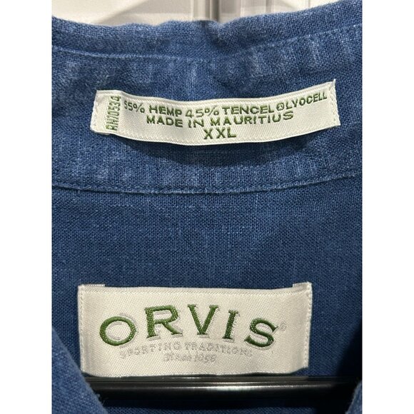 Orvis Long Sleeve Button Front Shirt Blue Sz XXL Business Casual Formal Wear - Picture 5 of 9
